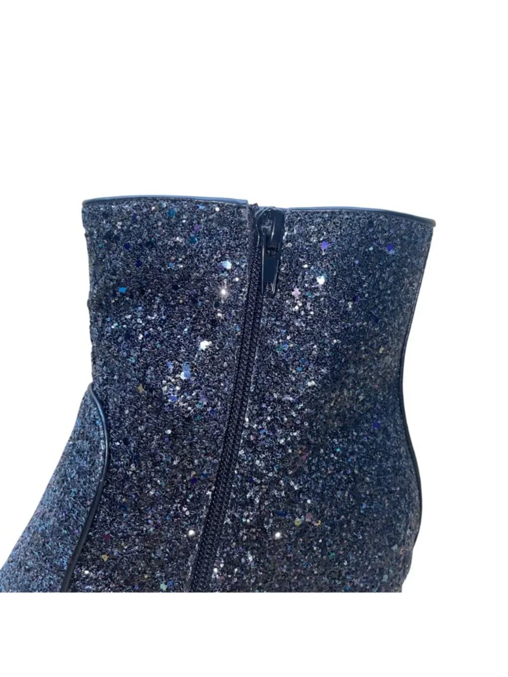 J. Crew Women’s Black Glitter Synthetic Zipper Block Heel Ankle Boots Size 9.5